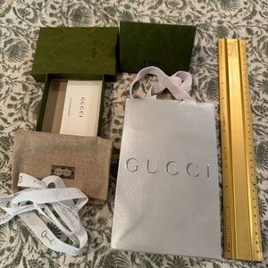 Gucci gift bag, box, ribbon and dust bag